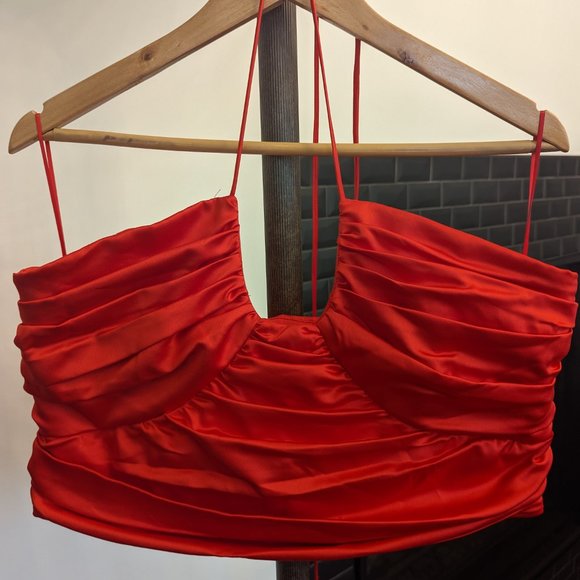 NWT Dynamite Red Ruched Halter Top s:XL - Picture 6 of 7